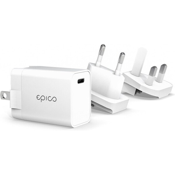 Epico 20W PD Charger with Changeable Plug (EU, UK) - bílá Bílá