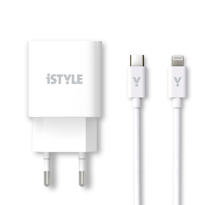 20W PD adaptér s kabelem iSTYLE - bílá
