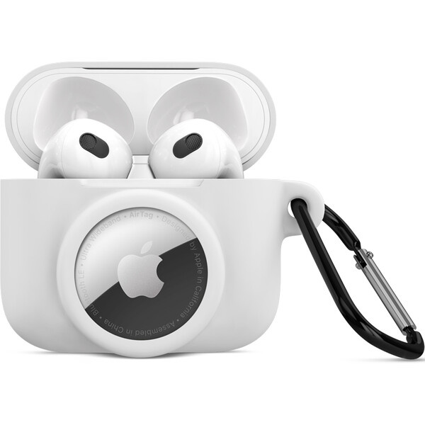 iWant AirPods 3.generace silikonové pouzdro s Airtag kapsou bílé