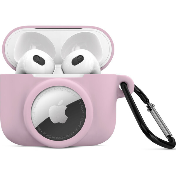 iWant AirPods 3.generace silikonové pouzdro s Airtag kapsou růžové