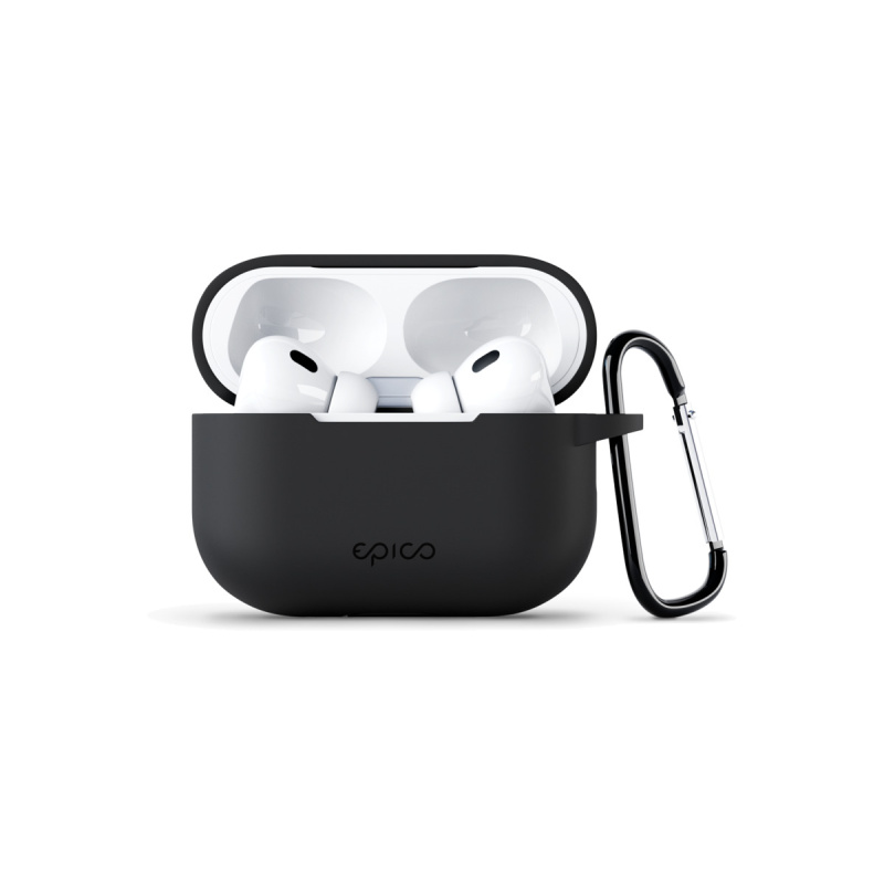 Silikonový obal s přezkou na AirPods Pro 2. gen Epico Silicone Cover - černý