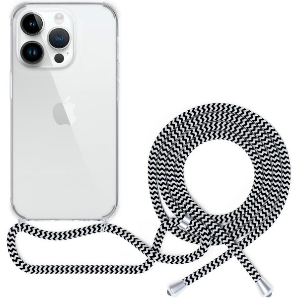 EPICO transparentní kryt se šňůrkou pro iPhone 13 Pro Max černo-bílá Černá/bílá