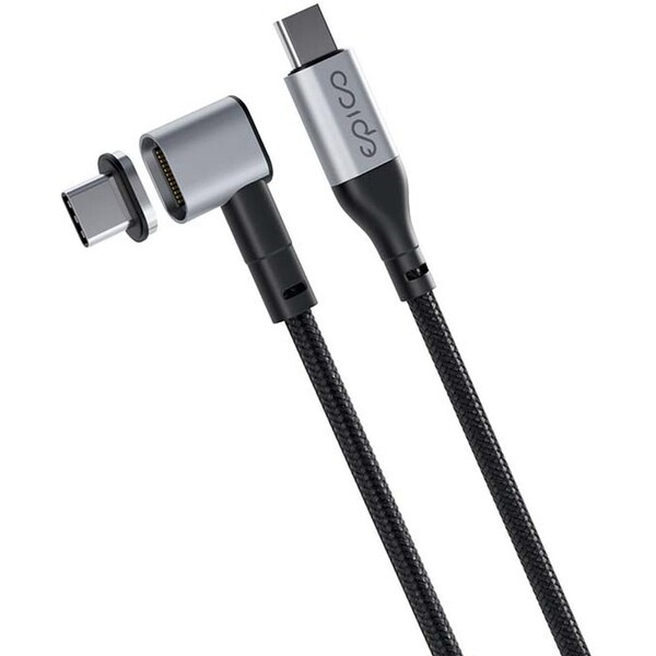 Magnetický opletený datový kabel USB-C na USB-C Epico - šedý