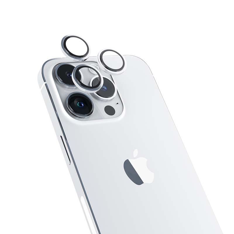Apple Hliníkový ochranný kryt čoček pro iPhone 14 Pro/14 Pro Max iSTYLE - stříbrný K-PL69312152100001