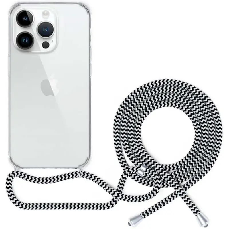 Spello Crossbody kryt se šňůrkou pro iPhone 15 Pro  transparentní / černobílá šňůrka