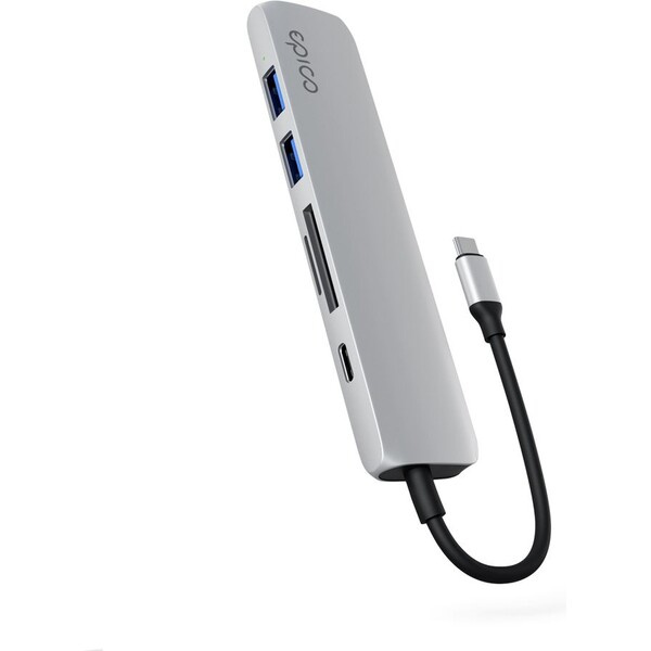 Epico 6v1 hliníkový hub 8K s USB-C hvězdně stříbrný Stříbrná