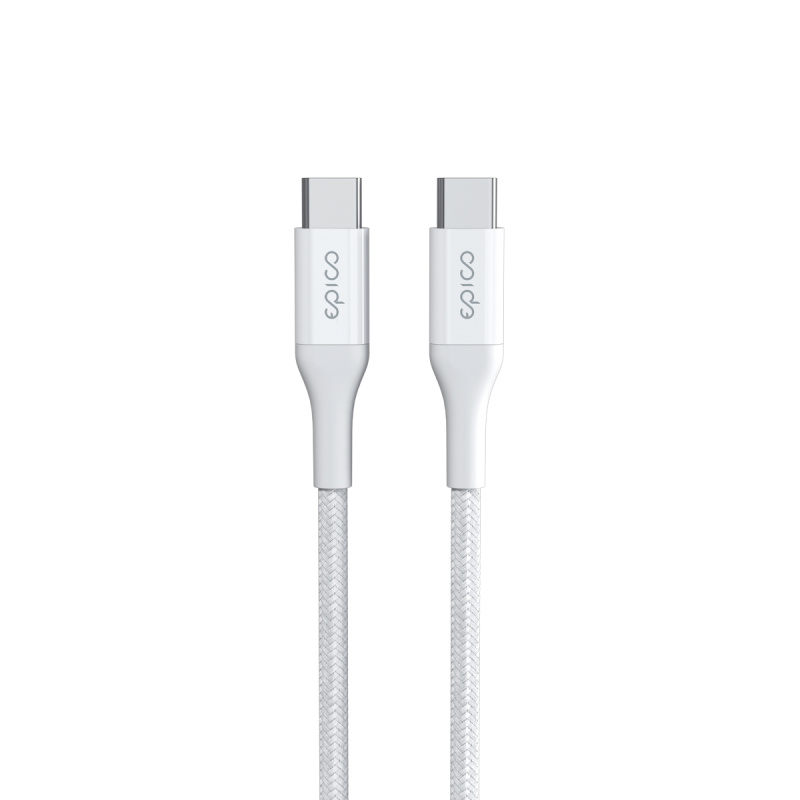 Opletený kabel Epico PD USB-C na USB-C 1,2 m - bílý
