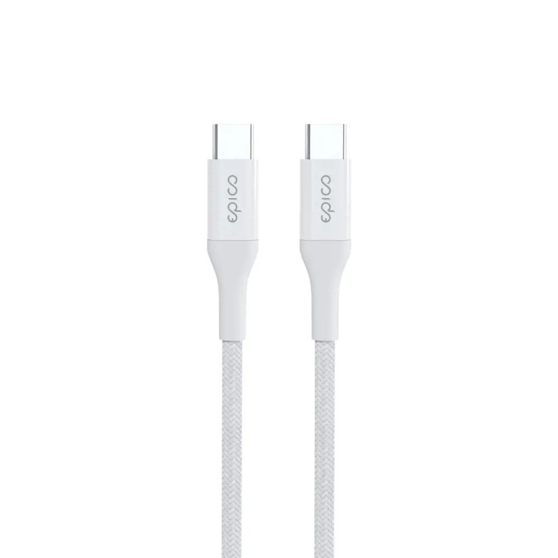 Opletený kabel Epico PD USB-C na USB-C 1,2 m - bílý