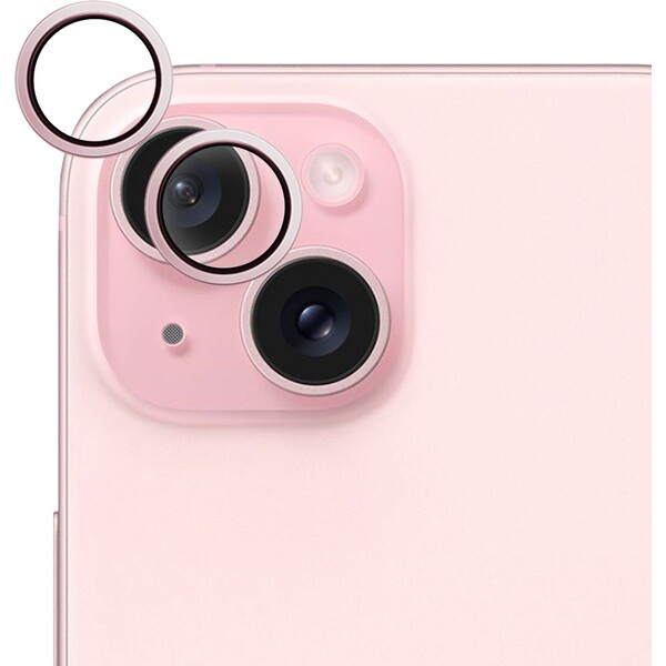 EPICO hliníkové ochranné sklo na čočky fotoaparátu pro iPhone 15 / 15 Plus 81112152300001 Růžová