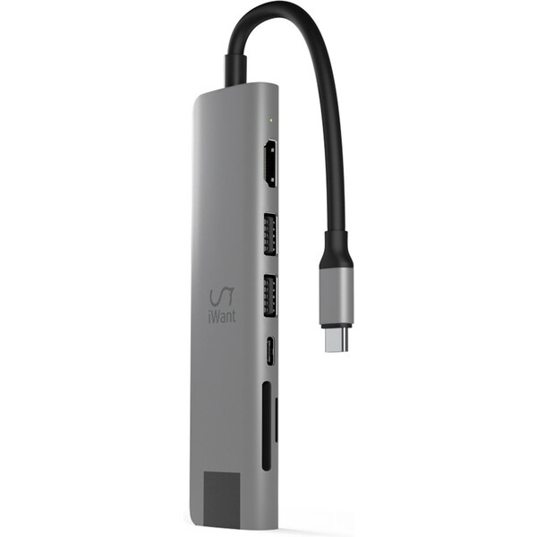iWant Type-C Hub 7v1 Multimedia vesmírně šedý Vesmírně šedá