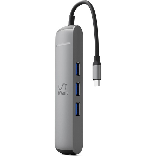 iWant Type-C Slim Hub 6v1, vesmírně šedý Vesmírně šedá