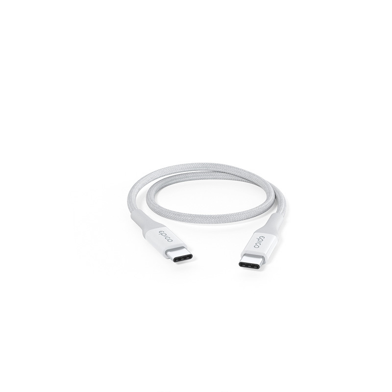 Opletený PD kabel Epico 0,3m USB-C na USB-C - bílý