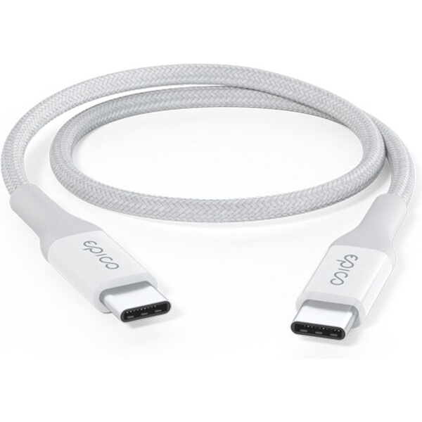 Opletený PD kabel Epico 0,3m USB-C na USB-C - bílý