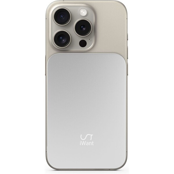 iWant 3000mAh Aluminium Mag+ bezdrátová powerbanka stříbrná Stříbrná