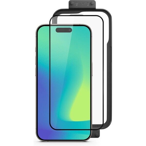 Spello Shield tvrzené sklo 3D pro iPhone 16 Pro s instalačním rámečkem Čirá