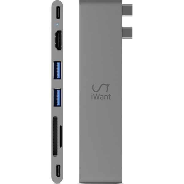 iWant 7v1 Pro Hub 8K s USB-C  vesmírně šedý Šedá