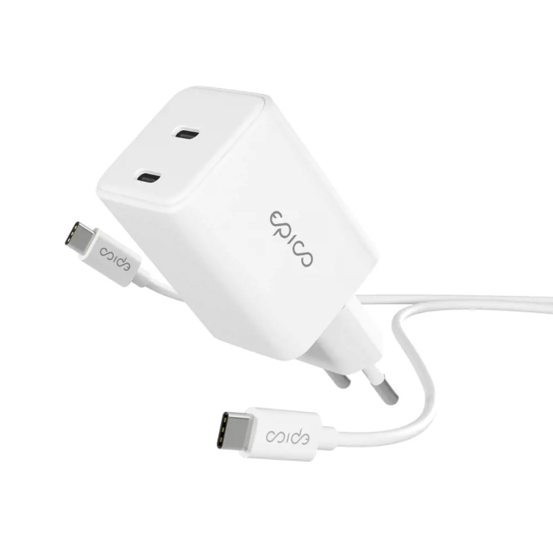 Epico UltraBoost EA30 45W GaN síťový adaptér s 1,2 m USB-C na USB-C kabelem bílý Bílá