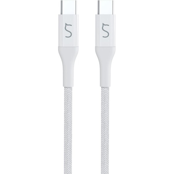iWant pletený PD kabel 2m USB-C to USB-C bílá Bílá
