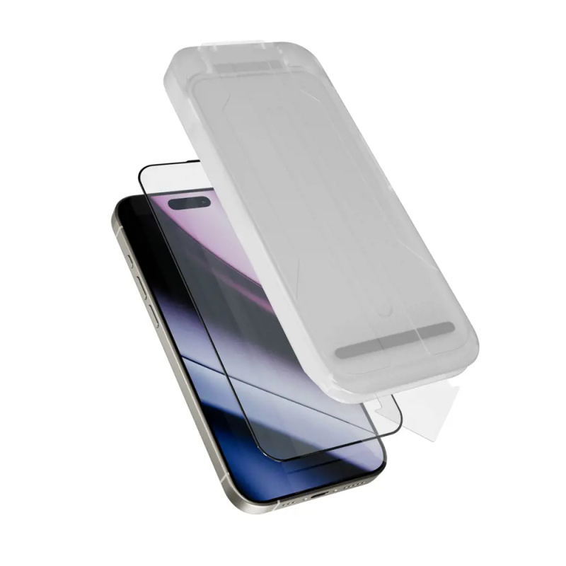 Epico ImpactCeramic sklo 3D Ultra-široké krytí s aplikátorem proti prachu pro iPhone 16 Pro Čirá