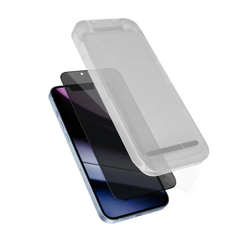 Dvakrát tvrzené sklo pro iPhone 13/13 Pro/14/16e Epico Privacy Glass 3D
