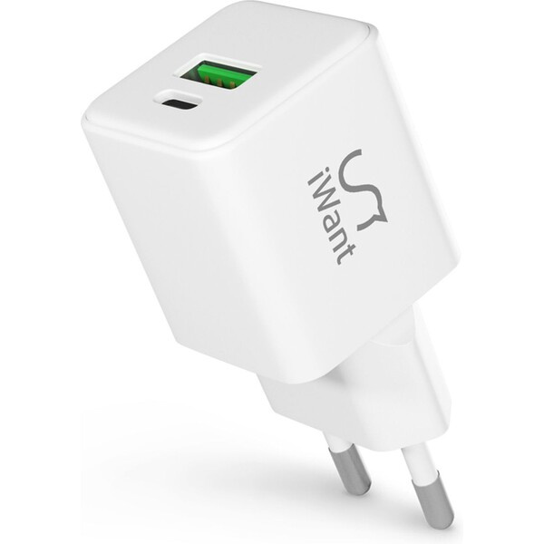 iWant 20W GaN nabíjecí adaptér bílý Bílá