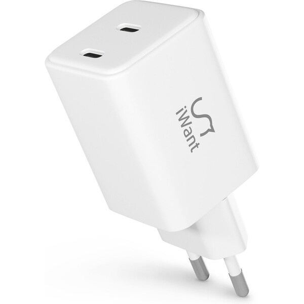 iWant 45W GaN nabíjecí adaptér bílý Bílá