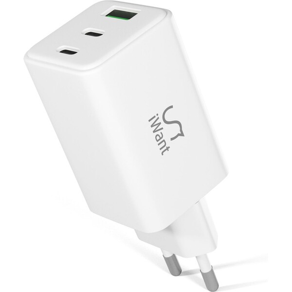 iWant 65W GaN nabíjecí adaptér bílý Bílá