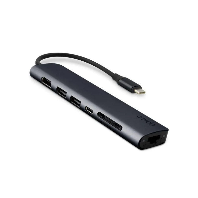 Epico 7v1 Multimedia hub 8K s USB-C temně inkoustový Černá