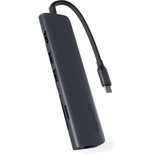 Epico 7v1 Multimedia hub 8K s USB-C temně inkoustový Černá