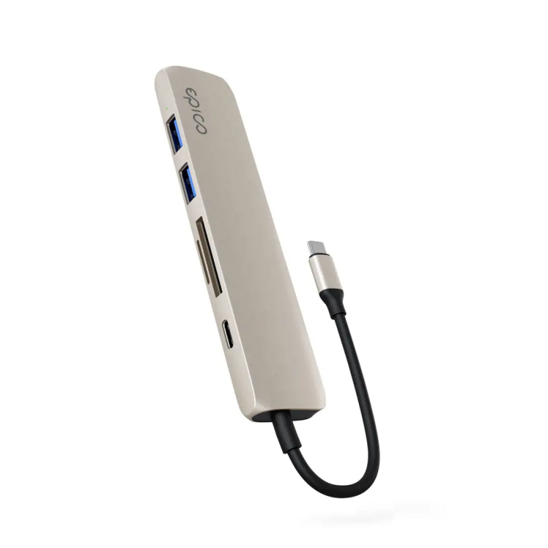 Epico 6v1 hliníkový hub 8K s USB-C hvězdně bílý Bílá