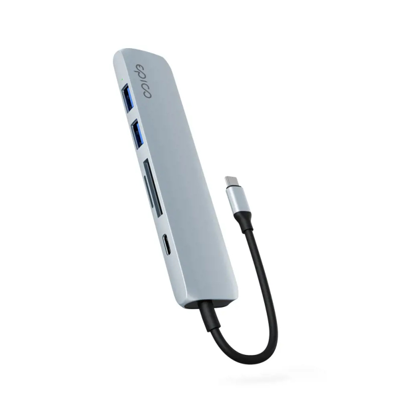 Epico 6v1 hliníkový hub 8K s USB-C blankytně modrá Modrá