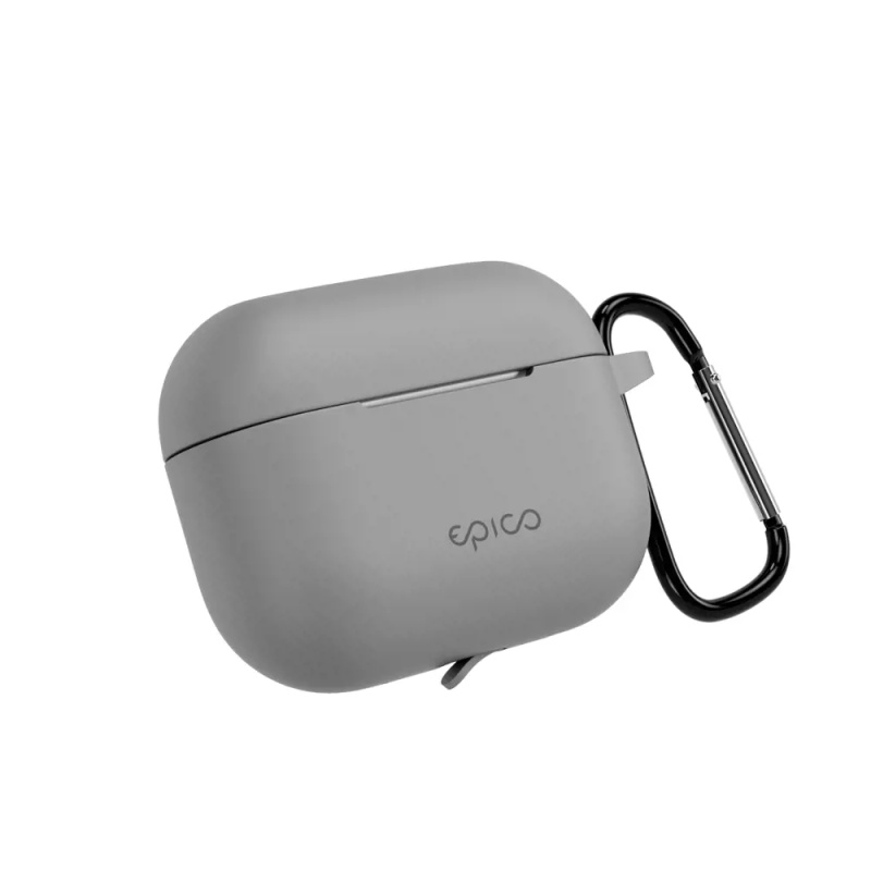 Silikonové pouzdro s karabinou pro AirPods Pro 3 Epico - šedé