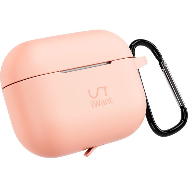 iWant Airpods Pro 3 silikonové pouzdro s karabinou růžové