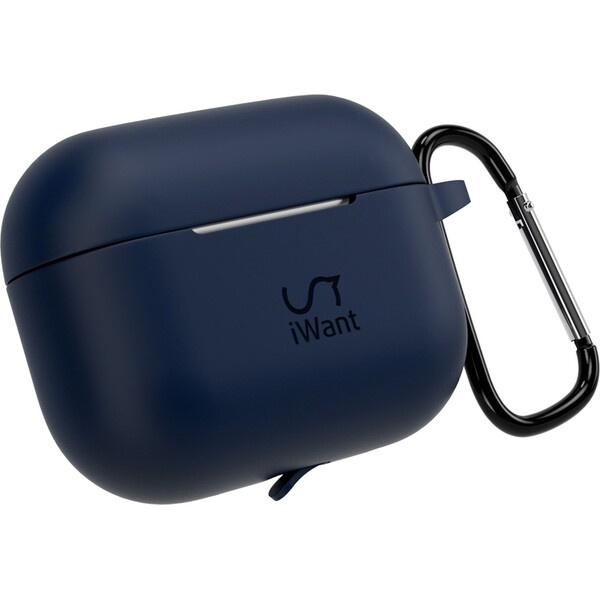 iWant Airpods Pro 3 silikonové pouzdro s karabinou tmavě modré