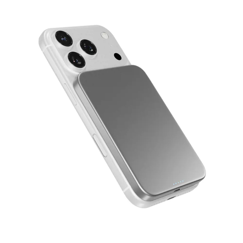 5 000mAh hliníková MagSafe powerbanka Epico UltraPack Qi2 Slim - stříbrná