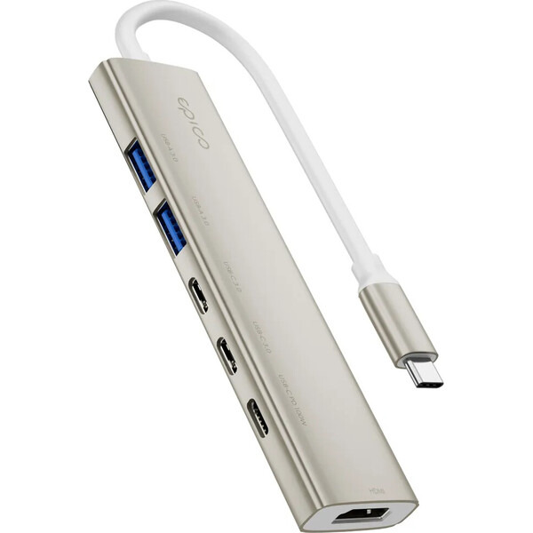 Epico UltraHub 6in1 Slim Alu USB-C Hub EH20 hvězdně bílý