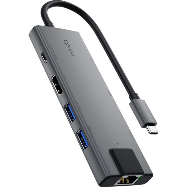 Epico UltraHub 9in1 Slim Alu USB-C Hub EH30 s Ethertnetem vesmírně černý