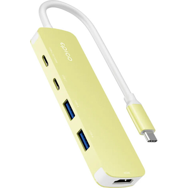 Epico UltraHub 5in1 Slim Alu USB-C Hub EH15 citrusově žlutý