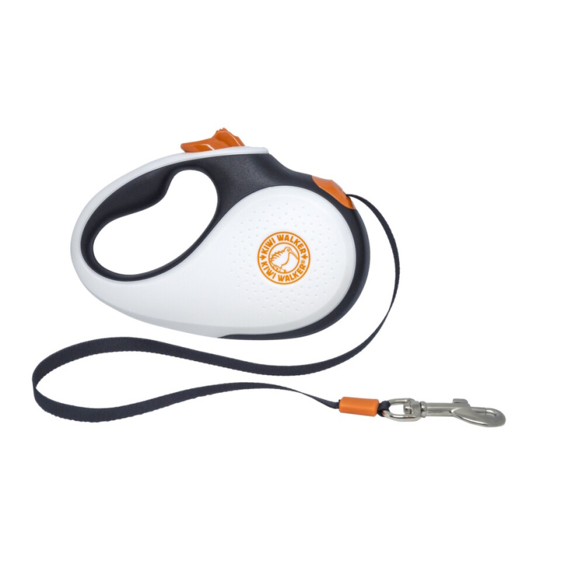 Vodítko samonavíjecí černobílo/oranžová Kiwi 25kg/5m