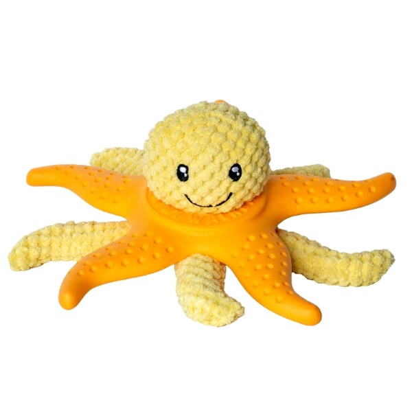 Hračka pes OCTOPUS & STARFISH plyš,TPR Kiwi oranžová