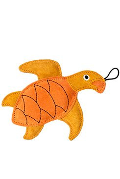 Hračka pes LEATHER TURTLE kůže,oranžová Kiwi 21 cm