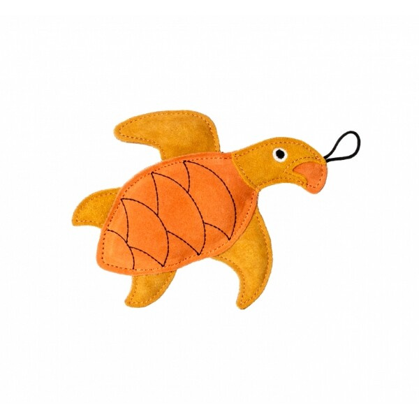 Hračka pes LEATHER TURTLE kůže,oranžová Kiwi 21 cm