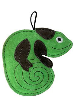 Hračka pes LEATHER CHAMELEON kůže,zelená Kiwi 16 cm