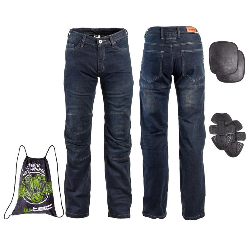 Pánské moto jeansy W-TEC Pawted s nepromokavou membránou tmavě modrá 4XL