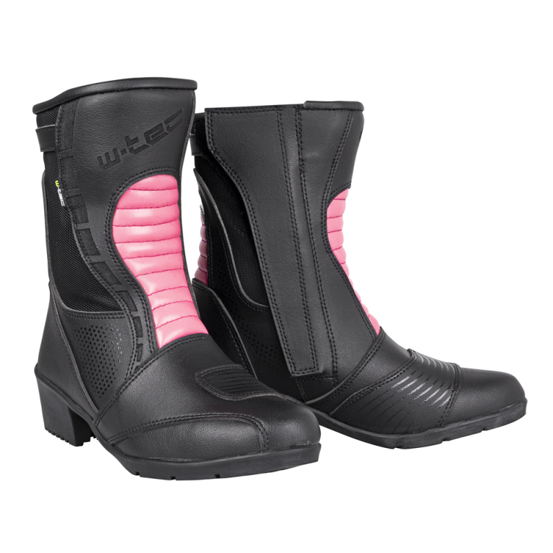 Dámské kožené moto boty W-TEC Beckie černo-růžová 36