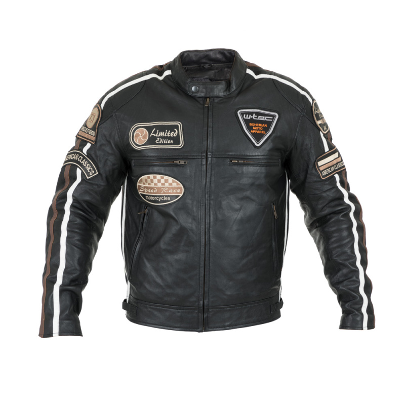 Pánská kožená moto bunda W-TEC Sheawen Black černá 3XL