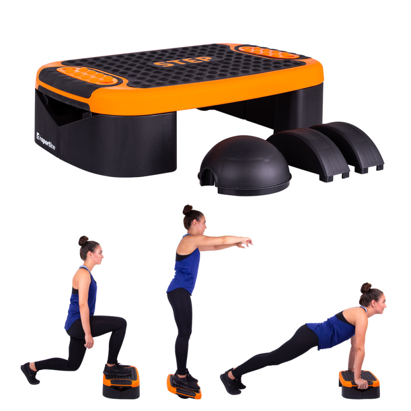 Multifunkční aerobic step inSPORTline Multifun černo-oranžová