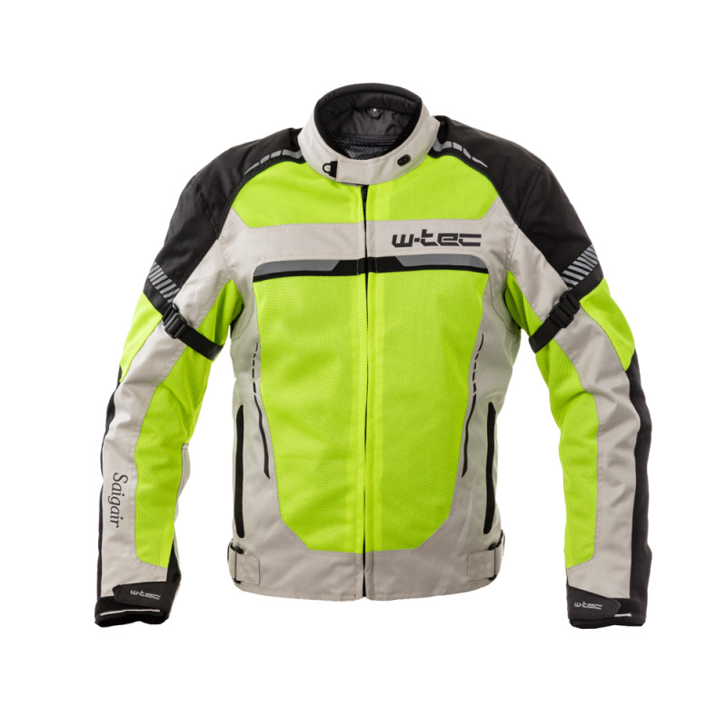 Pánská letní moto bunda W-TEC Saigair Fluo Yellow-Gray 6XL