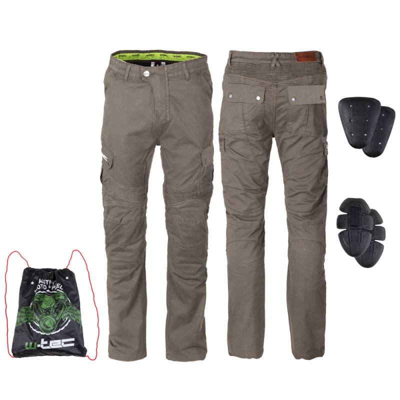Pánské moto kalhoty W-TEC Shoota olivově zelená 5XL