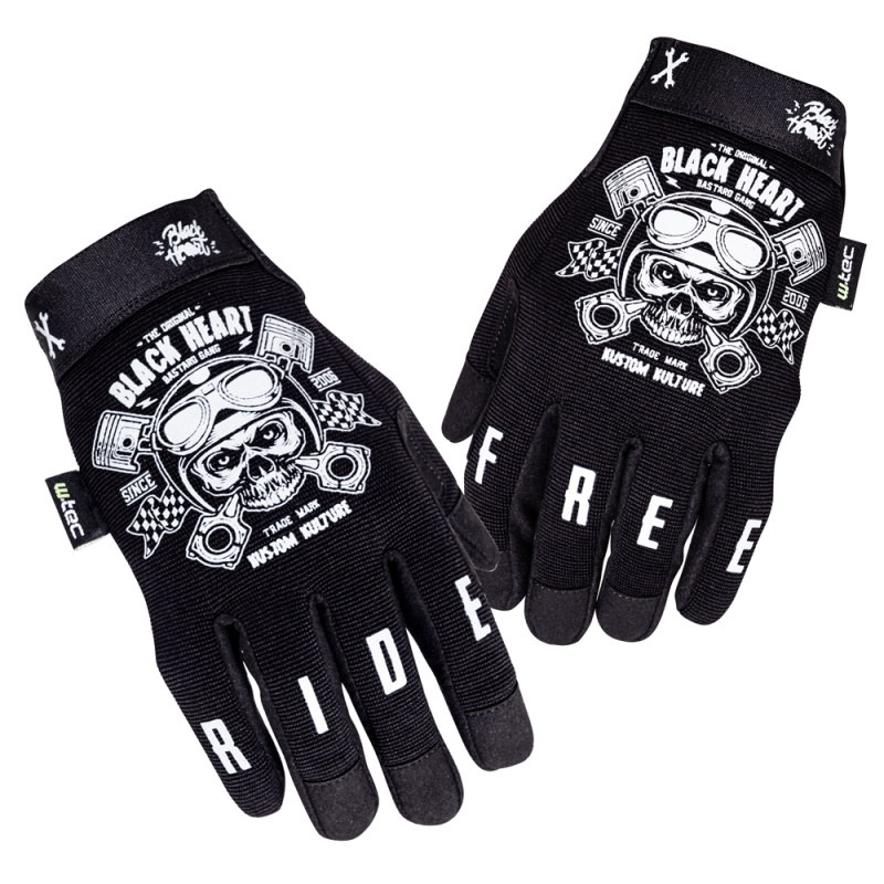 Moto rukavice W-TEC Black Heart Piston Skull černá XXL